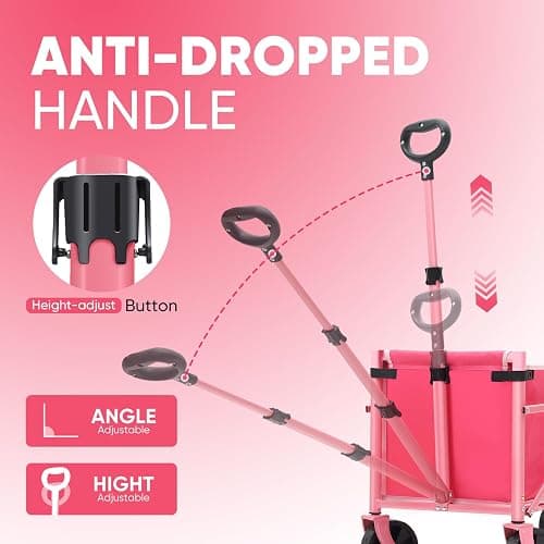 Sekey Lightweight Collapsible Wagon, 220 lb Capacity, Quick-Fold Cart | Lightweight foldable wagon cart with 220 lb steel frame, tool-free setup and auto-rebound handle for shopping and camping. thumbnail 5