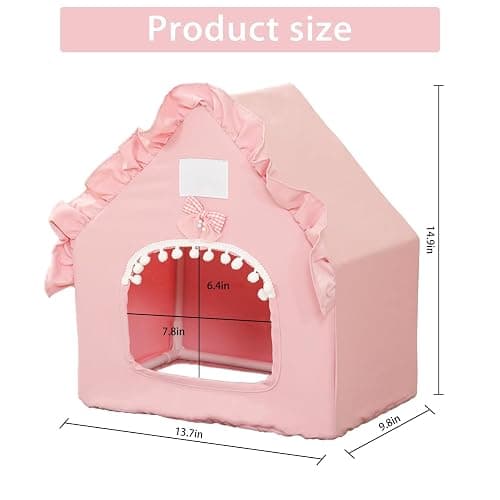 DINTSTYLE Bunny Tent Guinea Pig House, Machine Washable Guinea Pig Hide Tent Houses & Habitats, Small Animal Bed Hideout Sleeping Bed for Chinchilla Hamster Rat with Cushion（Pink） thumbnail 2