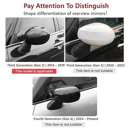 Side Wing Rearview Mirror Cover Compatible with Mini Cooper F54-F60 DC01 | Grey Jack ABS Stick-on Exterior Mirror Cap Shell Trim for Gen 3 F54-F60 2014-2019 with light hole thumbnail 4