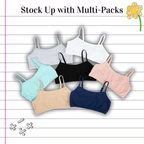 Popular Cotton Girls Training Bra - Crop Cami Training Bras for Girls with Adjustable Straps. Cotton Bra Pack. thumbnail 7