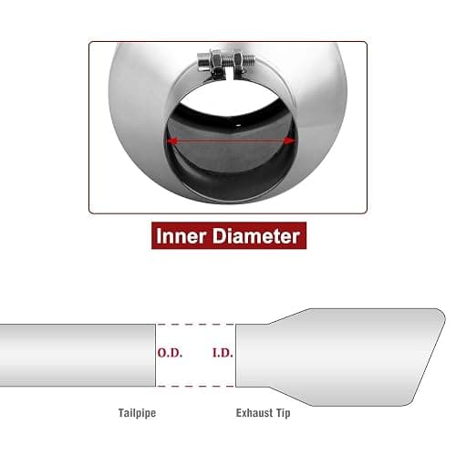 Upower Universal Diesel Trucks Car Exhaust Tip 4 Inch Inlet 6" Outlet 15" Long Stainless Steel Bolt-On thumbnail 3