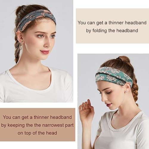 YONUF Boho Headbands For Women Fashion Wide Headband Yoga Workout Head Bands Hair Accessories Band 6 Pack thumbnail 6