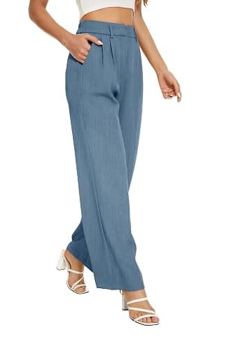 FUNYYZO Wide Leg Pants High Elastic Waisted Long Straight Suit Pants thumbnail 5