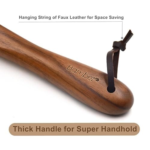 Bamber Wooden Shoe Horn Wood Shoehorn with Handle for Seniors Women Men Kids, 15'' Long, Black Walnut thumbnail 6