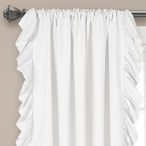 Lush Decor Reyna Ruffle Window Curtain Panel Set, Pair, 54" W x 45" L, White - Flowy Curtain Set - Romantic Ruffle Curtains for Bedroom, Living room, or Dining Room - Farmhouse & Cottage Home Decor thumbnail 3