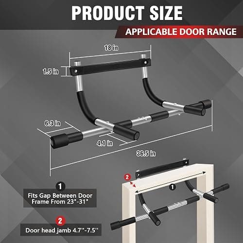TOPOKO Upgrade Pull Up Bar for Doorway - Max Capacity 440 lbs, Portable Upper Body Workout Bar for Strength Training thumbnail 2