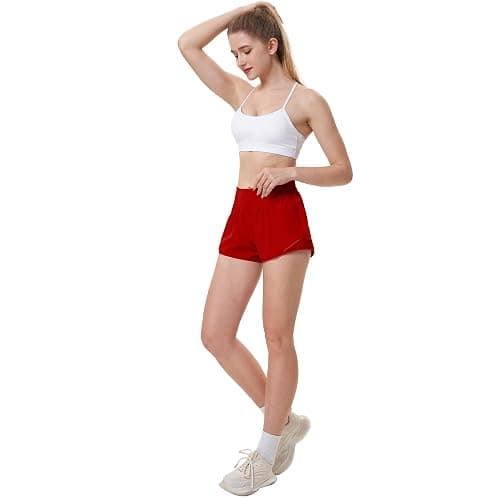 Aurefin High Waisted Athletic Shorts for Women, Womens Plus Size Running Workout Shorts with Liner and Zip Pocket 4 inch thumbnail 5