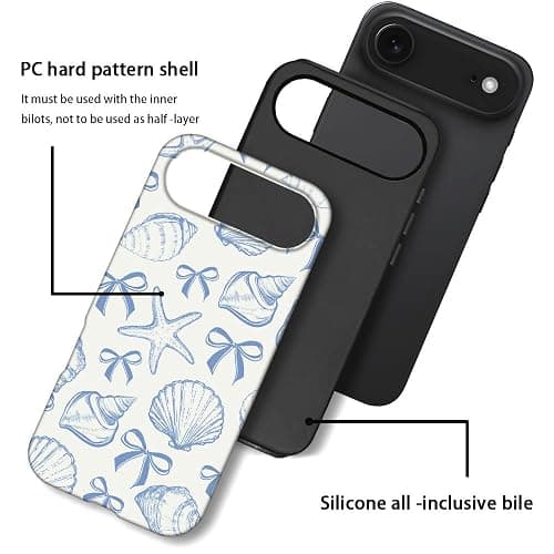 DAIZAG Case Compatible with iPhone 17 Air,Fit Shockproof Cover for Women Girls,Blue Seashell Bow thumbnail 3