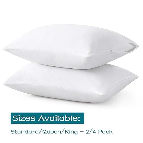 LOSAFEFE 100% Cotton Zippered Pillow Cases Standard Size Set of 2, Super Soft & Breathable Pillow Protectors with Zipper, White Pillow Case Covers 20x26 Inches thumbnail 2