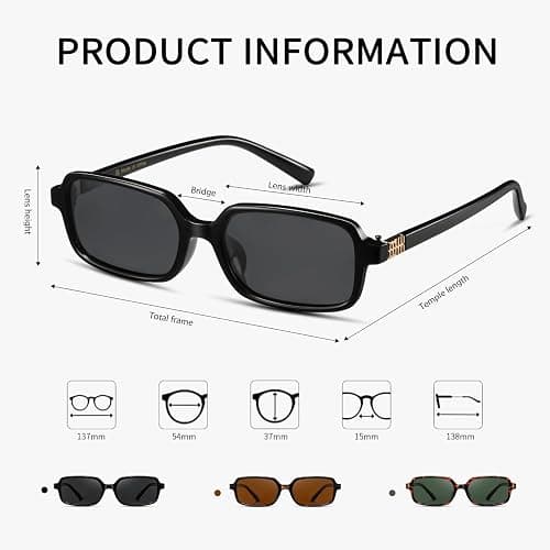 MASDUN Polarized Narrow Rectangle Sunglasses for Women Men Trendy Y2k Retro 90s Sun Glasses (3 Pack) thumbnail 5