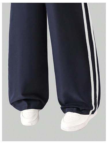 RoseSeek Girl's Baggy Sweatpants Letter Print Elastic Waist Wide Leg Pants Joggers Track Pants Trendy thumbnail 3