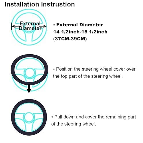 Fluffy Wool Sheepskin Fuzzy Black Car Steering Wheel Cover for Universal Auto Steering Wheel 14 1/2-15 1/2inch, Anti-Slip, Soft Plush, Comforting and Luxurious, Soft Texture (Black) thumbnail 8