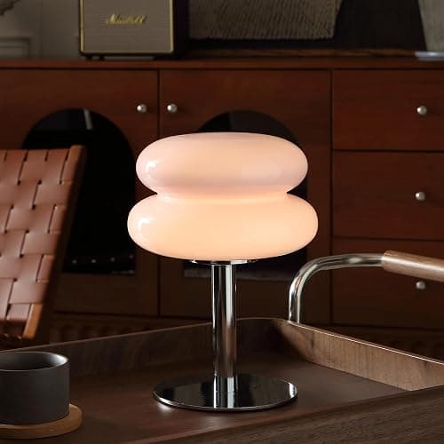 Glivpny Mushroom Lamp for Bedroom,Mid Century Modern Lamp for Nightstand, Dimmable Retro Egg Tart Bedside Small Lamps,Unique Home Mushroom Decor Aesthetic Cute Table Lamps for Living Room (Pink) thumbnail 2