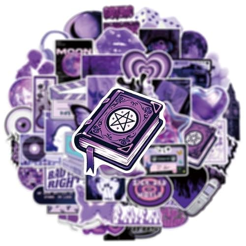 50Pcs Aesthetic Downtown Girls Stickers Pack Cool Trendy Purple Y2K Stickers for Water Bottle Funny Waterproof Sticker for Teens Adults Vinyl Sticker for Laptop Skateboard Party Supplies thumbnail 7