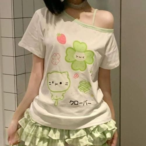 Kawaii Cutecore Harajuku Graphic Clothes Teen Girls Whimsy Twee Y2k Cute Short Sleeve Shirts Fairy Grunge Preppy Tops thumbnail 2