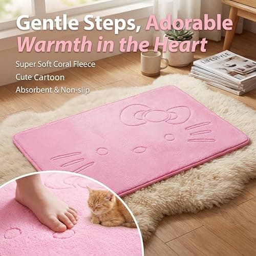 Cute Cartoon Pink Area Rugs for Bedroom Living Room Bathroom Rugs Bath Mat Door Mat Super Soft Memory Foam Design Non Slip and Absorbent 15.75 x 23.62 Inch thumbnail 6