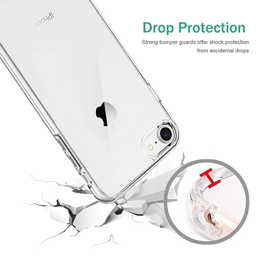 TENOC Phone Case Compatible with iPhone SE (2nd 2020 and 3rd 2022 Generation) & iPhone 7 & iPhone 8, Clear Case Shockproof Protective Bumper Slim Cover for 4.7 Inch thumbnail 4