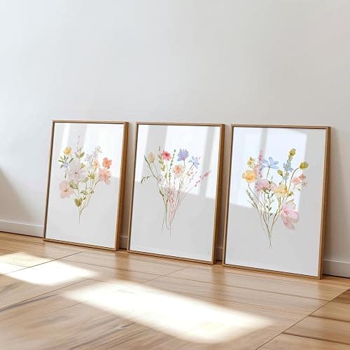 Nursery Wildflower Wall Art Girl Flower Canvas Wall Decor Floral Nursery Art Prints Pink Flower Pictures Botanical Wildflower Painting Pastel Floral Artwork for Girls Bedroom 12x16x3 Inch Unframed thumbnail 9