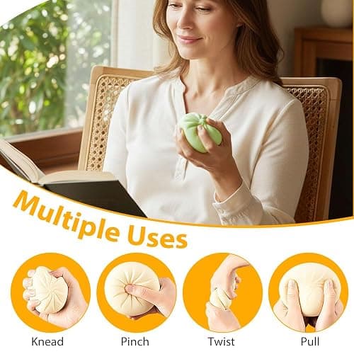 Dumpling Squishies, 2026 New Handmade Pressure Relief Balls, Dumplings Stress Fidget Sensory Balls with Food Steamer, Stress Relief Fidget Relaxation Gift (White) thumbnail 6