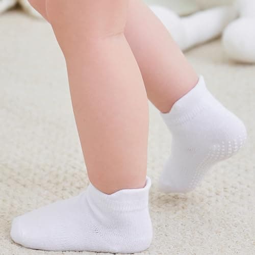 Zaples Baby Non Slip Grip Ankle Socks with Non Skid Soles for Infants Toddlers Kids Boys Girls thumbnail 3