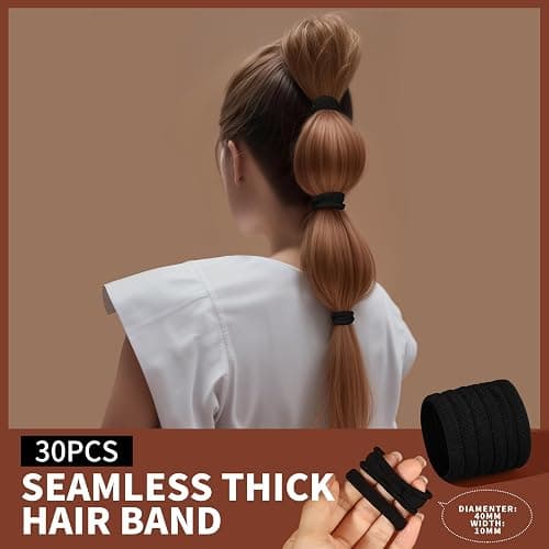 Teenitor Hair Accessories Kit for Woman Girls 500pcs Elastic Hair Bands 30pcs Ponytail Holders, Black Seamless Thick Hair Bands, 40pcs Bobby Pins Black Clear thumbnail 4