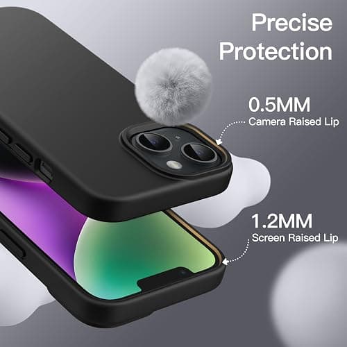 JETech Coque Silicone pour iPhone 14 6,1 Pouces, Protection Complète du Corps au Toucher Soyeux, Étui Housse Anti-Chocs Doublure Douce en Tissu Microfibre (Noir) thumbnail 5