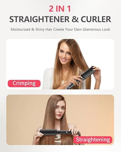 Hair Crimper Waver,Professional Women Hair Straightener Irons 4-in-1 Set Create Zig Zag Waves,Crimps Smooth Styles,Negative Ions Tourmaline Ceramic Plates Healthy Shiny Less Frizz,Styling Tools thumbnail 5