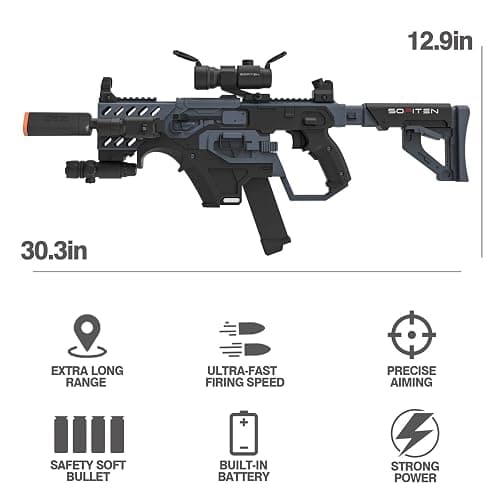 SOFITEN Toy Gun Automatic Sniper Rifle with Tactical Vest Kit, Scope. Toy Foam Blaster Dart Toys with 120 Darts, IR and Flashlight. The Shooting Activity Game for Kids Age 8+ thumbnail 3