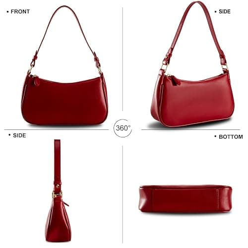 Shoulder Bags for Women Leather Hobo Sling Tote Handbag Retro Clutch Purse with 2 Removable Straps and Zipper Closure thumbnail 5