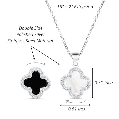 SHINYY 2 Side Crystal Clover Necklace for Women | 18K Gold Plated Four Leaf Lucky Pendant | 4 Leaf Cubic Zirconia Jewelry for Her thumbnail 6