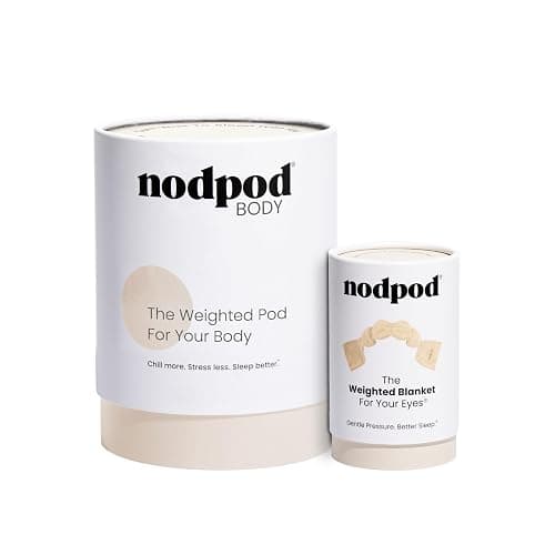 Nodpod Bundle - Weighted Blanket & Sleep Mask – Ultra-Soft Body Blanket with Glass Beads + Light-Blocking Eye Mask – Relaxation, Comfort, Travel & Better Sleep - Bone - Image 1