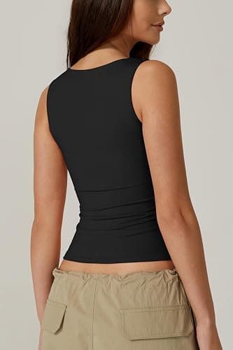 QINSEN Women's Square Neck Sleeveless Double-Layer Tank Tops Basic Tight T Shirts thumbnail 6