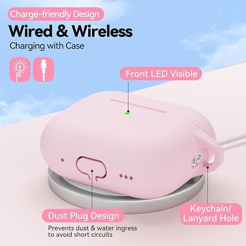 TNSNK for AirPods Pro 3 Case 2025, Soft Silicone Case Compatible with Apple Airpods Pro 3rd Generation Cover with Cleaner & Keychain for Women Men Girly, Anti-Scratch,Drop Protection, Pink thumbnail 4