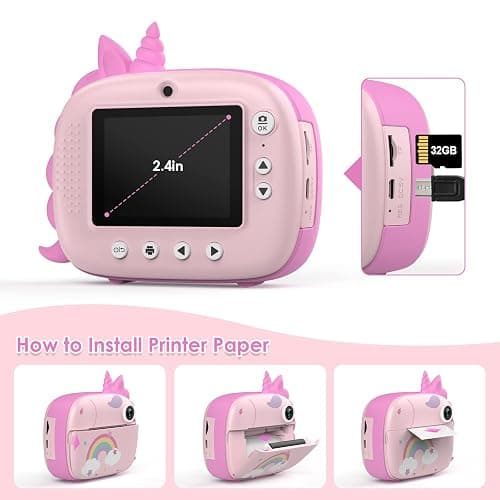 HiMont Kids Camera Instant Print, Selfie Digital Camara for Kids with Print Paper & 32G Card, 2.5K Video & Instant Print Camera with Color Pens for DIY, Fun Gift for Girls Boys 3-12 Years Old (Pink) thumbnail 7