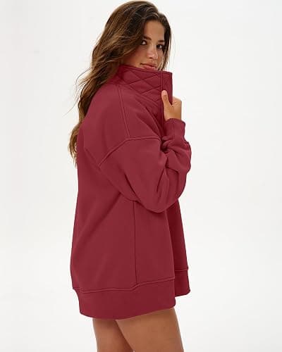 Gacaky Womens Oversized Sweatshirts Casual Button Henley Neck Long Sleeve Pullover Fleece Loose Fit Fall Tops Fashion Outfits thumbnail 4