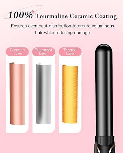 Waver Curling Iron Wand, BESTOPE PRO 5 in 1 Curling Wand Set with 3 Barrel Hair Crimper for Women, Fast Heating Hair Wand Curler in All Hair Type-Black thumbnail 6