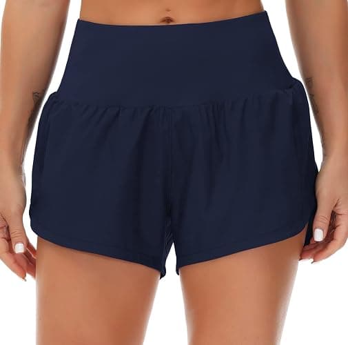THE GYM PEOPLE Womens High Waisted Running Shorts Quick Dry Athletic Workout Shorts with Mesh Liner Zipper Pockets thumbnail 7