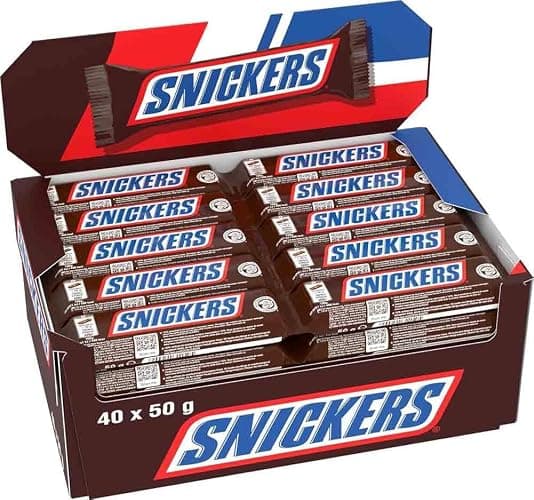 SNICKERS - Barre Chocolat au Lait, Cacahuètes & Caramel - Grand format - 40 barres chocolatées individuelles de 50g - 2kg - Image 1
