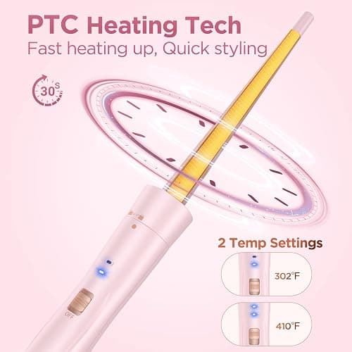 5 in 1 Wand Curling Iron-Curling Wand Set with Hair Straightener, 3 Barrels Hair Crimper Iron, 3 Ceramic Curling Irons (0.35 "-1.25"), 2 Temps Fast Heat Hair Curler Waver with Glove & Clip-Light Pink thumbnail 6