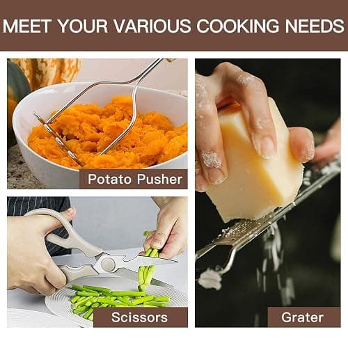 Kitchen Utensils Set-Silicone Cooking Utensils-33pcs Non-Stick Silicone Cooking Kitchen Utensils Spatula Set with Holder-Best Kitchen Cookware with Stainless Steel Handle (Khaki) thumbnail 9