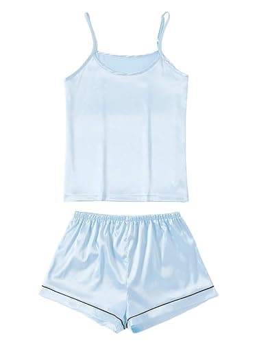 LYANER Women's Pajamas Set 7pcs Silk Satin Sleepwear Loungewear Cami Shirt Pj Set thumbnail 4