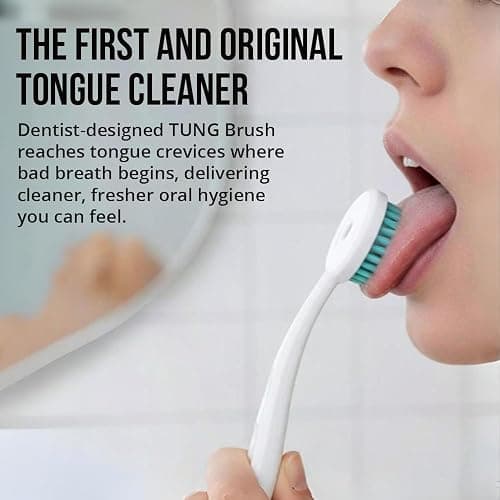 Tung Tongue Cleaning Kit with Brush & Gel for Fresh Breath, USA Made | Includes TUNG Brush & Zinc Gel to aid in cleaning the tongue, support fresh breath, help fight halitosis & may reduce odor. thumbnail 2