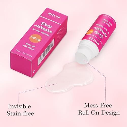 Body Adhesive Roll-On for Skin & Clothing 2.54 Oz-Sweat Resistant, Water Wash Off- Fashion Adhesive for Dancers, Socks, Stockings, Leotards, Bras, Wigs, Costumes thumbnail 2