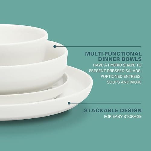 Gibson Home Oslo Porcelain Chip and Scratch Resistant Dinnerware Set, Service for 4 (16pcs), Ceramic Plates and Bowls Dishes Sets, White - Microwave and Dishwasher Safe thumbnail 4