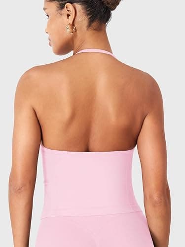 YEOREO SoftHue Impact Longline Strappy Top Women's Halter Workout Tank Tops Backless Gym Longline with Adjustable Strap thumbnail 4