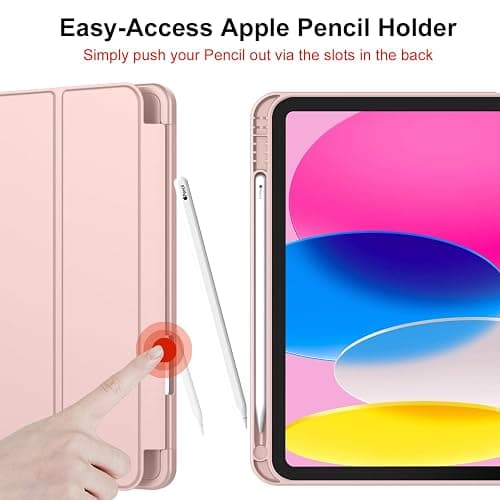 iMieet iPad (A16) Case 11th Gen/iPad 10th Generation Case [11-Inch 2025/10.9 Inch 2022] with Pencil Holder, Trifold Stand Smart Cover with Soft TPU Back,Auto Wake/Sleep(Rose Pink) thumbnail 5