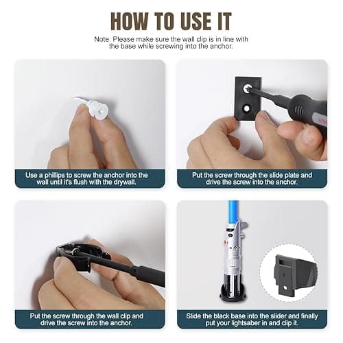 Lenink 2 Pack Lightsaber Wall Mount - Holder Rack Compatible with Galaxy's Edge and Most Lightsabers (Black) - Black thumbnail 4