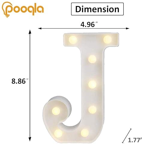 Pooqla LED Marquee Letter Lights Sign, Light Up Alphabet Letter for Home Party Wedding Decoration J thumbnail 2