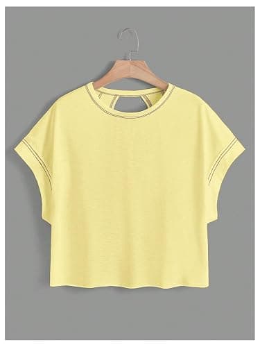 SOLY HUX Women Open Back Tops Workout Backless Tee Casual Athletic Shirts Short Sleeve Oversized Gym T Shirt thumbnail 2