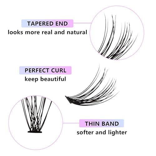 Lash Clusters,240Pcs 9-14mm Mix Individual Lashes Cluster Black Volume Eyelash Clusters Long Individual Lash Extensions D Curl Cluster Lashes DIY Eyelash Extension (20D Cluater Lash) thumbnail 5